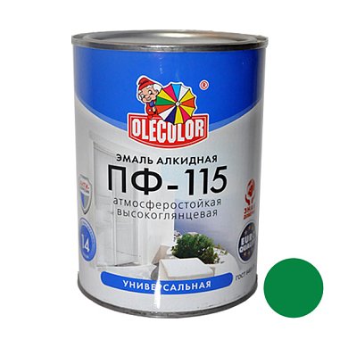 Эмаль алк. ПФ-115 Зеленая  0,8кг "Олеколор"