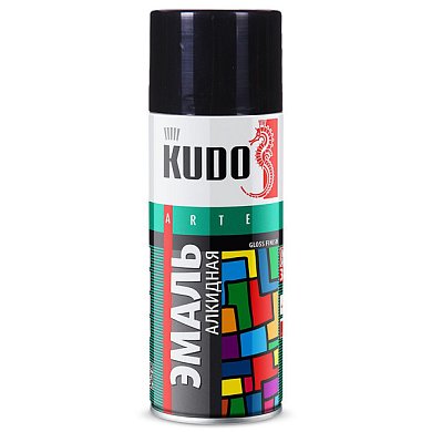 Аэрозоль краска Черная Глянец. "KUDO", 520мл KU-1002