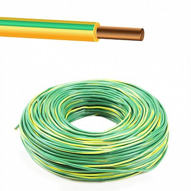 Провод ПуВ (ПВ1) 6мм желто-зеленый (РЭК / Prysmian)
