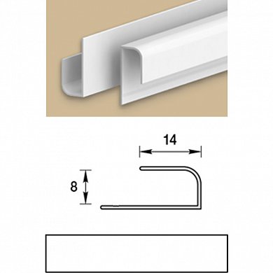 Профиль "L" для панелей 8 мм, длина 3,0 м, Идеал, Ламини, Белый глянцевый
