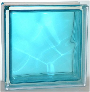 Стеклоблок "Волна" бирюза окраш. внутри 19*19*8см.Glass Block Turguoise 1919/8 Wave