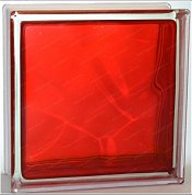 Стеклоблок "Волна" рубиновый окраш. внутри 19*19*8см.Glass Block Ruby 1919/8 Wave