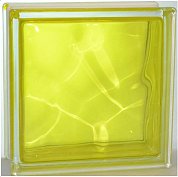 Стеклоблок "Волна" желтый окраш. внутри 19*19*8см.Glass Block Yellow 1919/8 Wave