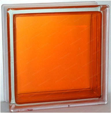 Стеклоблок "Гладкий" оранжевый окраш. внутри 19*19*8см. Glass Block Orange 1919/8 Clearview