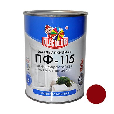 Эмаль алк. ПФ-115 Вишневая&nbsp;&nbsp;0,8кг "Олеколор" 
