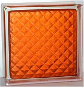 Стеклоблок "Инка" оранжевый окраш. внутри 19*19*8см. Glass Block Orange 1919/8 Inca