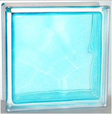 Стеклоблок "Волна" бирюзовый окраш. в массе 19*19*8см.Glass Block Turguoise 1919/8 Wave