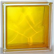 Стеклоблок "Волна" медовый окраш. внутри 19*19*8см.Glass Block Honey 1919/8 Wave