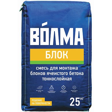 ВОЛМА-БЛОК. Клей для монтажа блоков ячеистого бетона, 25 кг
