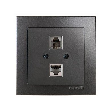 Розетка компьютерная&nbsp;&nbsp;САТ 5, черная, Touran