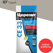 Церезит CE 33 / 2 кг. Затирка цементная для швов до 6 мм. "07 Серый"