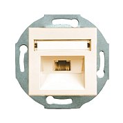 Розетка одинарная телефонная RJ12,винтовые контакты,цвет бежевый CITY