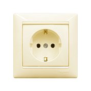 Розетка 2Р+Е&nbsp;&nbsp;10/16 А 250 В слоновая кость&nbsp;&nbsp;(шторки)&nbsp;&nbsp;VALENA