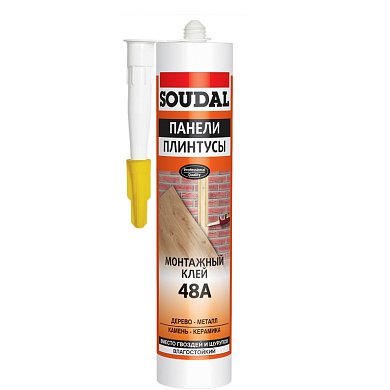 ПАНЕЛИ-ПЛИНТУСЫ. Клей монтажный для стеновых панелей 48А, 280мл. Soudal