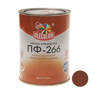 Эмаль алк. ПФ-266 Красно-коричневая&nbsp;&nbsp;0,9кг "Олеколор" 