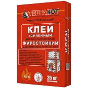 КЛЕЙ УСИЛЕННЫЙ. Жаростойкий высокоадгезионный, 25 кг. "Терракот"