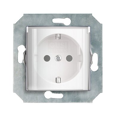 Механизм розетки&nbsp;&nbsp;с БЗК,с откидыв. прозр. крышкой,узлом защиты от проник,16А/250V,цвет белый CITY