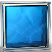 Стеклоблок "Волна" синий окраш. внутри 19*19*8см.Glass Block Blue 1919/8 Wave