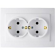 Розетка 2 гнезда с/з, белая, Touran