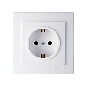 Розетка 1 гнездо с/з, белая, Touran