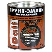 Грунт-эмаль по ржавчине Черная Молотковая 2л "DALI"