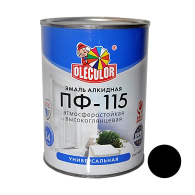 Эмаль алк. ПФ-115 Черная  0,8кг "Олеколор" 