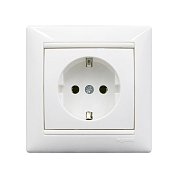 Розетка 2Р+Е&nbsp;&nbsp;16 А 250 В белая (шторки)&nbsp;&nbsp;VALENA