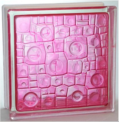 Стеклоблок "Губка" розовый окраш. внутри 19*19*8см. Glass Block Pink 1919/8 Sponge