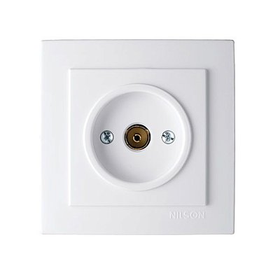 Розетка ТВ проходная, белая, Touran