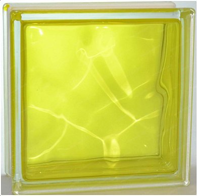 Стеклоблок "Волна" желтый окраш. внутри 19*19*8см.Glass Block Yellow 1919/8 Wave