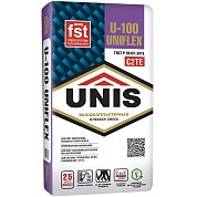 U-100 UNIFLEX. Высокопластичный армированный клей для плитки любого типа, 25 кг. Unis