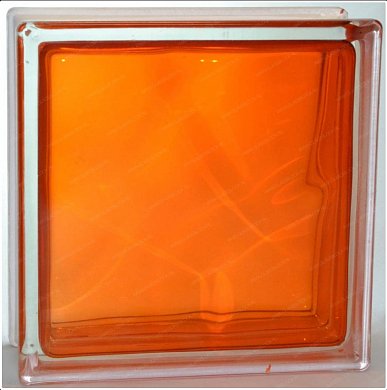 Стеклоблок "Волна" оранжевый окраш. внутри 19*19*8см.Glass Block Orange 1919/8 Wave