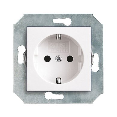 Механизм розетки&nbsp;&nbsp;с БЗК,с узлом защиты от проник.,16А/250V(с накл),цвет белый CITY